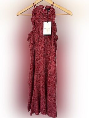 NWT Who What Wear Red Leopard-Print Spaghetti Strap Maxi Dress